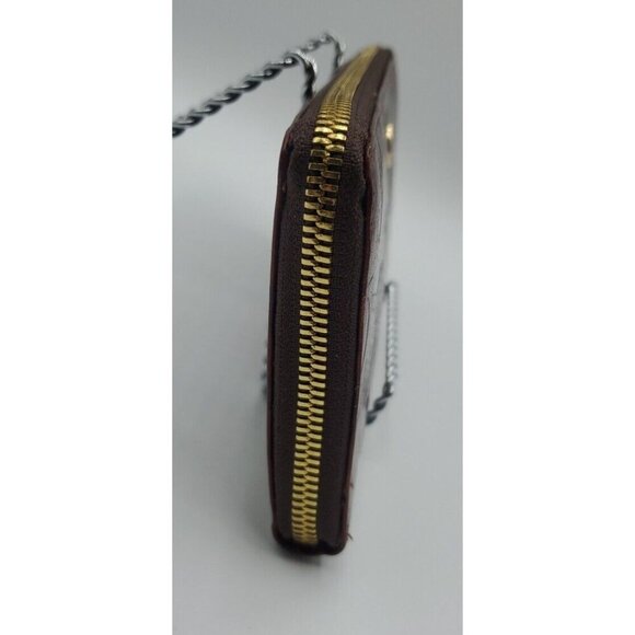 Valentina Genuine Embossed Floral Pattern Design Dark Red Leather Wallet Italy - Picture 3 of 11